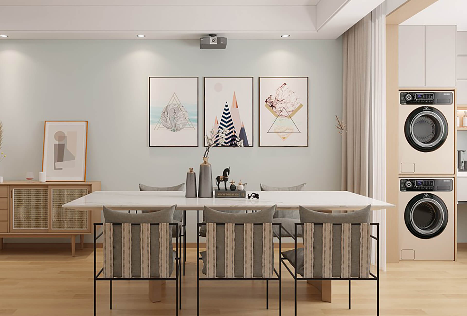 恒大綠洲80m&sup2;北歐風(fēng)案例-餐廳效果圖